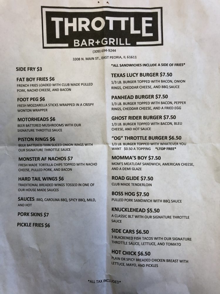 THROTTLE BAR+GRILL 3308 N Main St, East Peoria, Illinois Bars