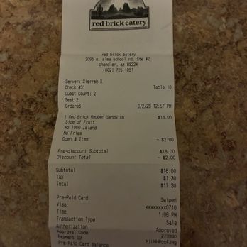 Red Brick Eatery - Bill - Breakfast & Brunch Near Me - Chandler, Arizona Red Brick Eatery - Bill - Breakfast & Brunch Near Me - Chandler, Arizona