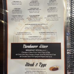 Eisenhower Diner - Page one of the breakfast menu