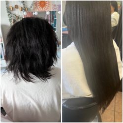 Hair extension and smoothing results