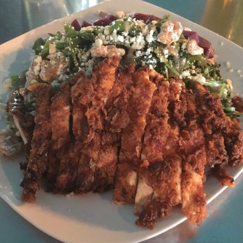 Guyutes - Poached pear, arugula and walnut salad with Disco Chicken added. I can go to heaven now. - Bars Near Me - Oklahoma City, Oklahoma Guyutes - Poached pear, arugula and walnut salad with Disco Chicken added. I can go to heaven now. - Bars Near Me - Oklahoma City, Oklahoma