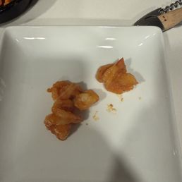 Three tiny shrimp that came with the pasta