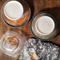 One container of samosa (each order has three, so this container with 3 is one order) and one order of naan. One container of samosa (each order has three, so this container with 3 is one order) and one order of naan.