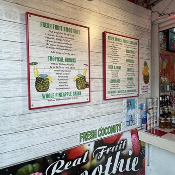Tropical Juices and Drinks - menus on the wall - Juice Bars & Smoothies Near Me - Key West, Florida Tropical Juices and Drinks - menus on the wall - Juice Bars & Smoothies Near Me - Key West, Florida