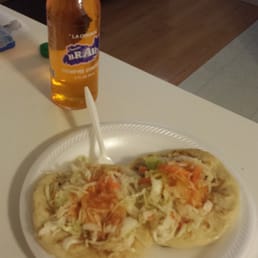 Pupusas with cabbage and salsa with salvadorian soda Pupusas with cabbage and salsa with salvadorian soda