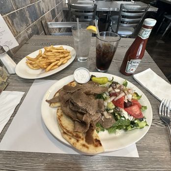 It's All Greek Restaurant - Gyro platter and French fries - Greek Near Me - Boca Raton, Florida It's All Greek Restaurant - Gyro platter and French fries - Greek Near Me - Boca Raton, Florida