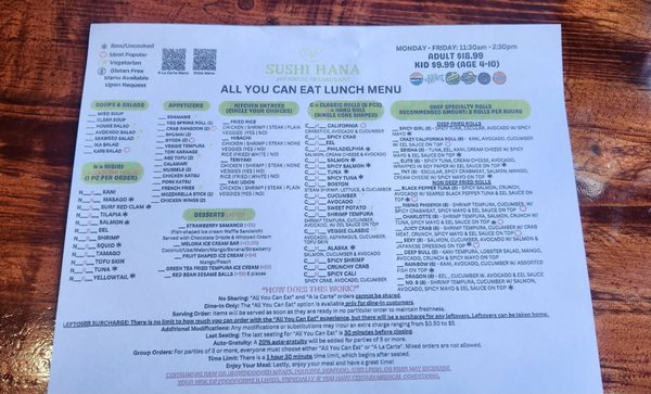 Menu photo 1 Sushi Hana Charlotte, NC Menu photo 1 Sushi Hana Charlotte, NC