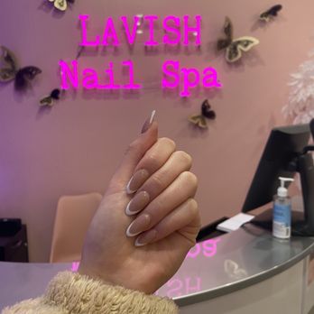Victoria Nail Spa - Nail salon Morgan Hill - Gel X Nails, Almond Shape, Nude with white fairy dust french tips - Nail Salons Near Me - Morgan Hill, California