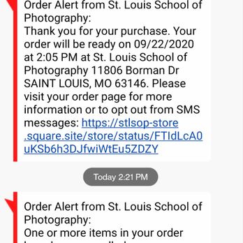 The Photo Pros - Text stating the purchase would be ready for pick up. - Photography Classes Near Me - St. Louis, Missouri The Photo Pros - Text stating the purchase would be ready for pick up. - Photography Classes Near Me - St. Louis, Missouri