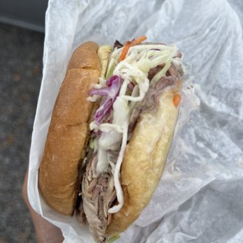 Martin's Bar-B-Que Joint - Pulled pork sandwich. It comes with sauce you can add. - Barbeque Near Me - Charleston, South Carolina Martin's Bar-B-Que Joint - Pulled pork sandwich. It comes with sauce you can add. - Barbeque Near Me - Charleston, South Carolina