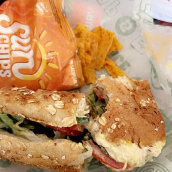 Subway - Chicken salad sandwich and cheddar cheese chips. - Fast Food Near Me - La Puente, California Subway - Chicken salad sandwich and cheddar cheese chips. - Fast Food Near Me - La Puente, California