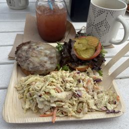 Classic cheeseburger with coleslaw Classic cheeseburger with coleslaw