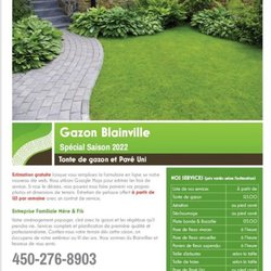 Gazon Blainville - Services and prices list