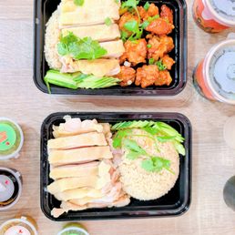 Orange chicken and Hainan chicken Orange chicken and Hainan chicken