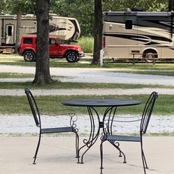 Joplin KOA - Our pull-thru spot in the distance with our Red Jeep.