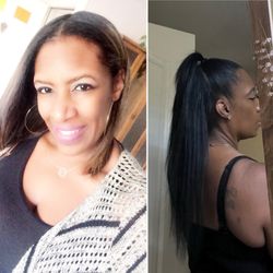 Unforgettable Hair Studio - Picture on the left is my hair in 2018 when I started with Shatika. Picture on the right is current. Healthy hair don't care!
