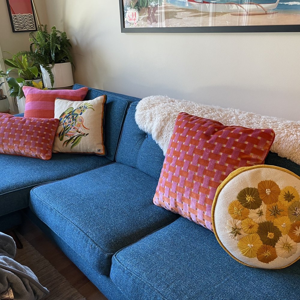 Off the Bolt - Large velvet square and bolster pillow - Fabric Stores Near Me - Chatsworth, California Off the Bolt - Large velvet square and bolster pillow - Fabric Stores Near Me - Chatsworth, California