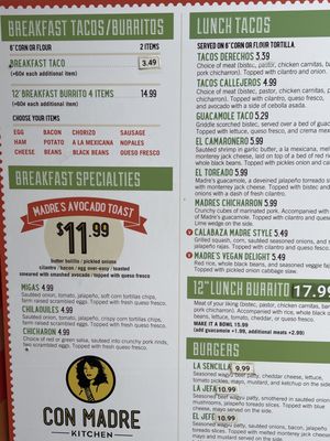 Menu photo 2 Con Madre Kitchen Austin, TX