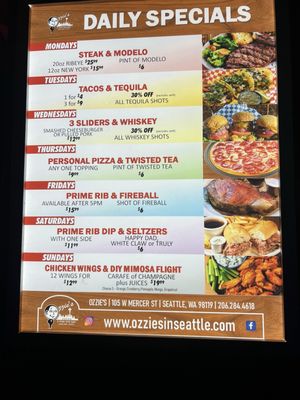 Menu photo 1 Ozzies Seattle, WA Menu photo 1 Ozzies Seattle, WA