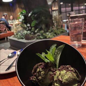 OBAO - Matcha Lava ice cream (tasted like ice cream cake!) and a small view of the back patio area. - Asian Fusion Near Me - New York, New York OBAO - Matcha Lava ice cream (tasted like ice cream cake!) and a small view of the back patio area. - Asian Fusion Near Me - New York, New York