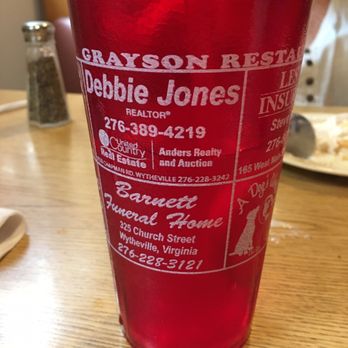 Grayson Restaurant - Even the glasses pointed at local businesses - American Near Me - Wytheville, Virginia Grayson Restaurant - Even the glasses pointed at local businesses - American Near Me - Wytheville, Virginia
