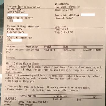 TruGreen Lawn Care - a receipt for a trugreen - Tree Services Near Me - Milwaukee, Wisconsin TruGreen Lawn Care - a receipt for a trugreen - Tree Services Near Me - Milwaukee, Wisconsin