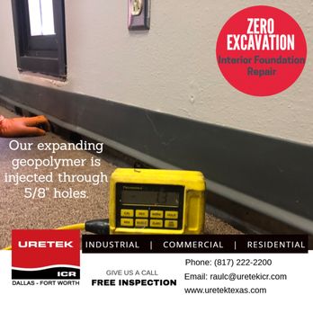 Uretek Texas - As a pioneer in this area, we deliver a "no disruption" interior foundation repair. - Foundation Repair Near Me - Haltom City, Texas Uretek Texas - As a pioneer in this area, we deliver a "no disruption" interior foundation repair. - Foundation Repair Near Me - Haltom City, Texas