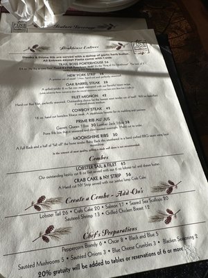 Menu photo 1 Pine Lodge Steakhouse McHenry, MD