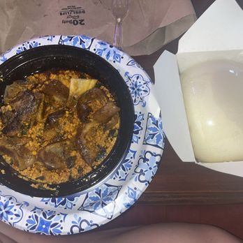5 Loaves African Restaurant - Beef egusi stew with cassava fufu - African Near Me - Somerset, New Jersey