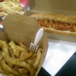 Quebec Fries - Quebec fries: 'classic' poutine...except they used cheddar when I asked for cheese curds!!!  Classic hotdog