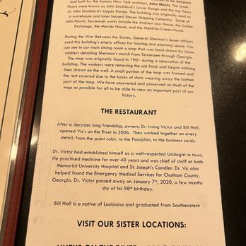 Vic's On the River - Menu - Seafood Near Me - Savannah, Georgia Vic's On the River - Menu - Seafood Near Me - Savannah, Georgia