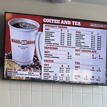 Bagel Boss - Coffee and Tea Menu - Bagels Near Me - Burbank, California