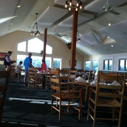 large airy dining room with beautiful views.