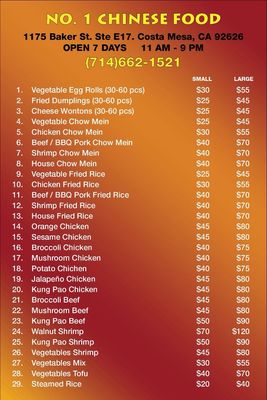 Menu photo 2 No1 Chinese Food Costa Mesa, CA Menu photo 2 No1 Chinese Food Costa Mesa, CA