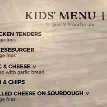 Fado Pub & Kitchen - Kids' Menu (as of Sat 1/3/2026) - Irish Near Me - Dublin, Ohio