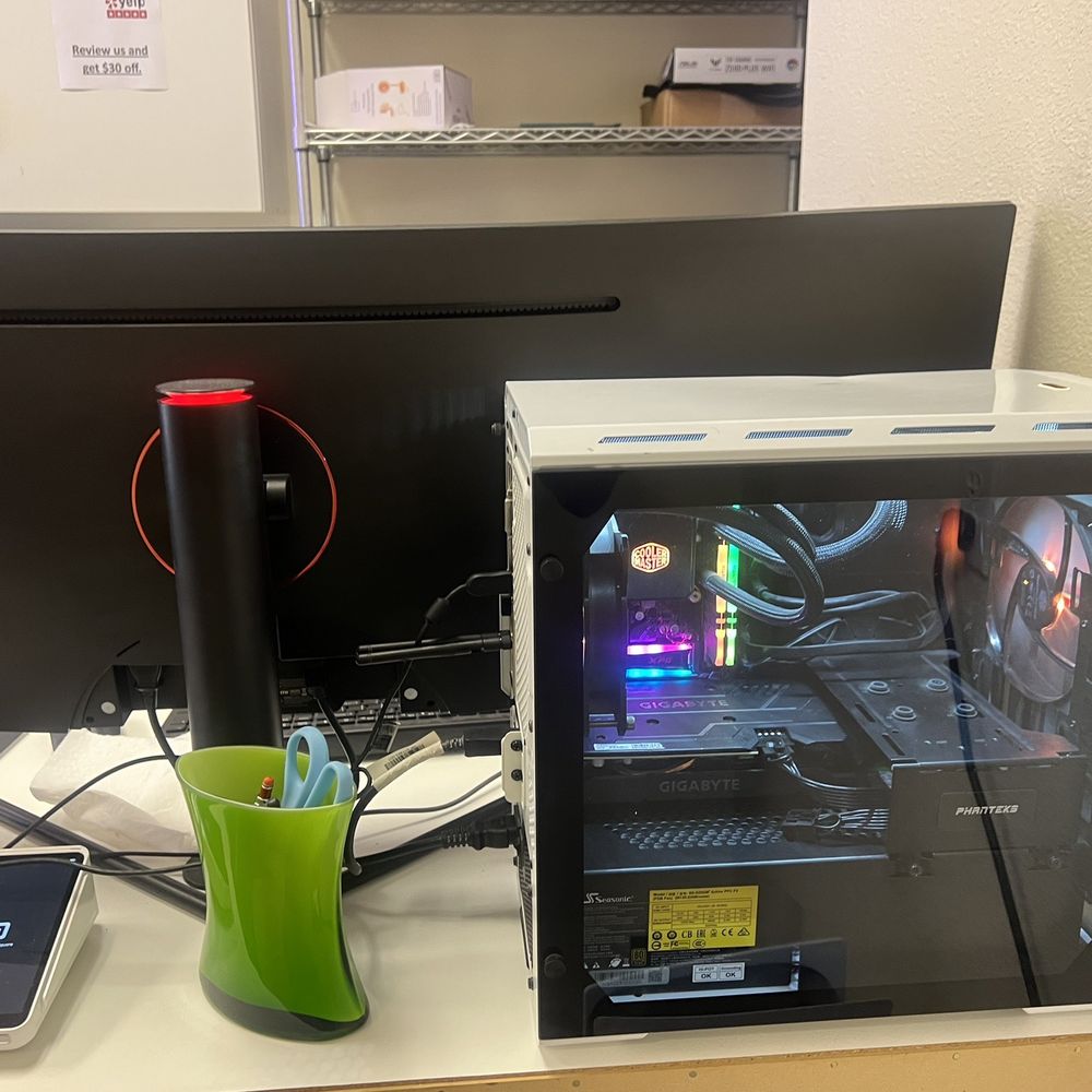 Pc on desk. Pc on desk.