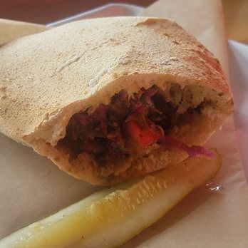 Falafel Republic - Lamb and beef pita.  Yes...  That is a whole pita! - Falafel Near Me - Ashland, Oregon