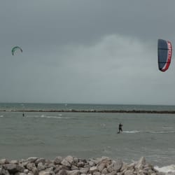 West Shore Beach - Kite surfers in action off the West Shore