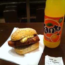 Mueller - Bacon-wrapped cheese wurst on a roll - yum!