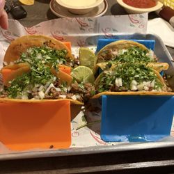 MexiTime Mexican Grill - flour tortilla steak taco with cilantro, onions and cheese