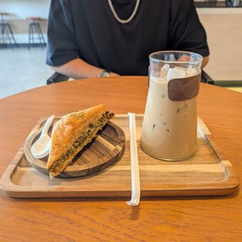 Qahwetna Coffee - Baklava and Qahwetna signature latte - Coffee & Tea Near Me - Anaheim, California