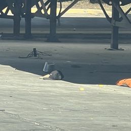 Outside of donations drop off area, very dirty!