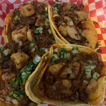 La Fiesta Latina - These are the chorizo and papas tacos. they're a little messy looking as I had already dug in. - Mexican Near Me - Ottawa, Ontario La Fiesta Latina - These are the chorizo and papas tacos. they're a little messy looking as I had already dug in. - Mexican Near Me - Ottawa, Ontario