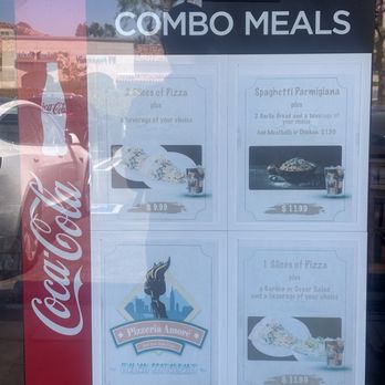 Pizzeria Amore - Combo meals sign at front of store - Italian Near Me - Laguna Woods, California Pizzeria Amore - Combo meals sign at front of store - Italian Near Me - Laguna Woods, California