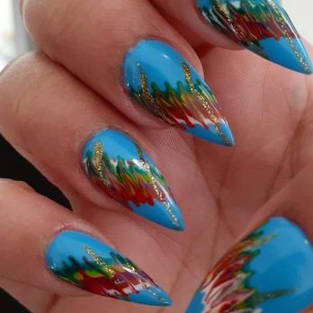 Luxury Nails & Spa - My right hand the first hand he did he added green and no blue. When I asked why he didn't add blue he said "your nails already blue." - Nail Salons Near Me - Bradenton, Florida Luxury Nails & Spa - My right hand the first hand he did he added green and no blue. When I asked why he didn't add blue he said "your nails already blue." - Nail Salons Near Me - Bradenton, Florida