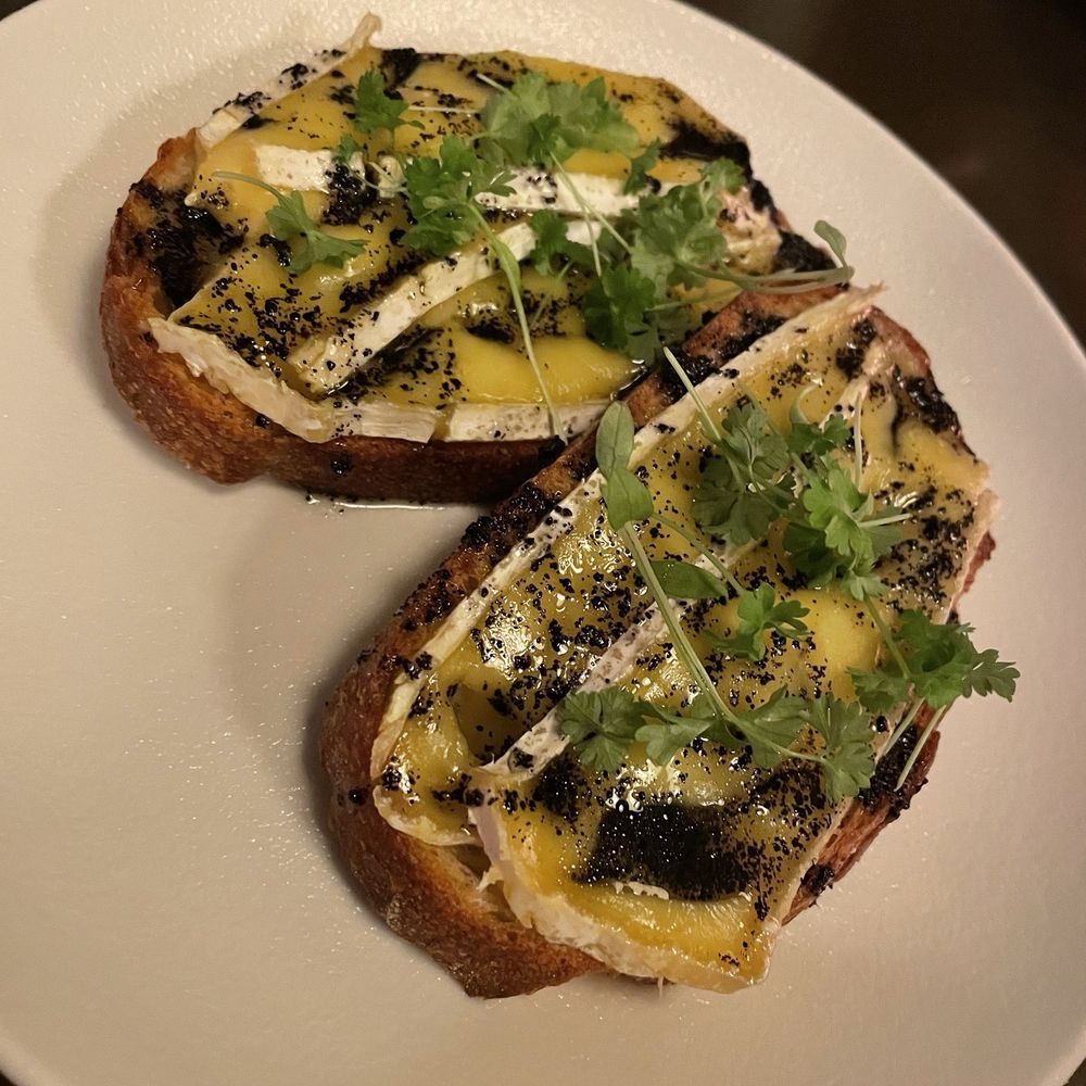 Cheese, truffle and honey on sourdough appetizer