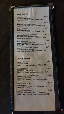 Menu photo 7 Reve Brewing Atlantic Beach, FL