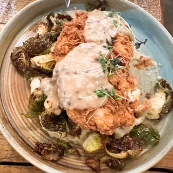 Subourbon - Fried chicken with crispy Brussels sprouts. Yum! - Southern Near Me - Columbus, Ohio