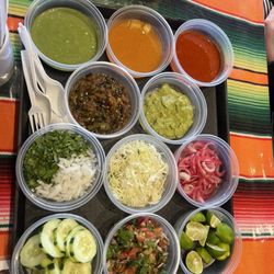 Birria y Tacos Los Primos - Salsa bar for all the delicious tacos