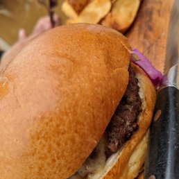 Burger and potato wedges Burger and potato wedges